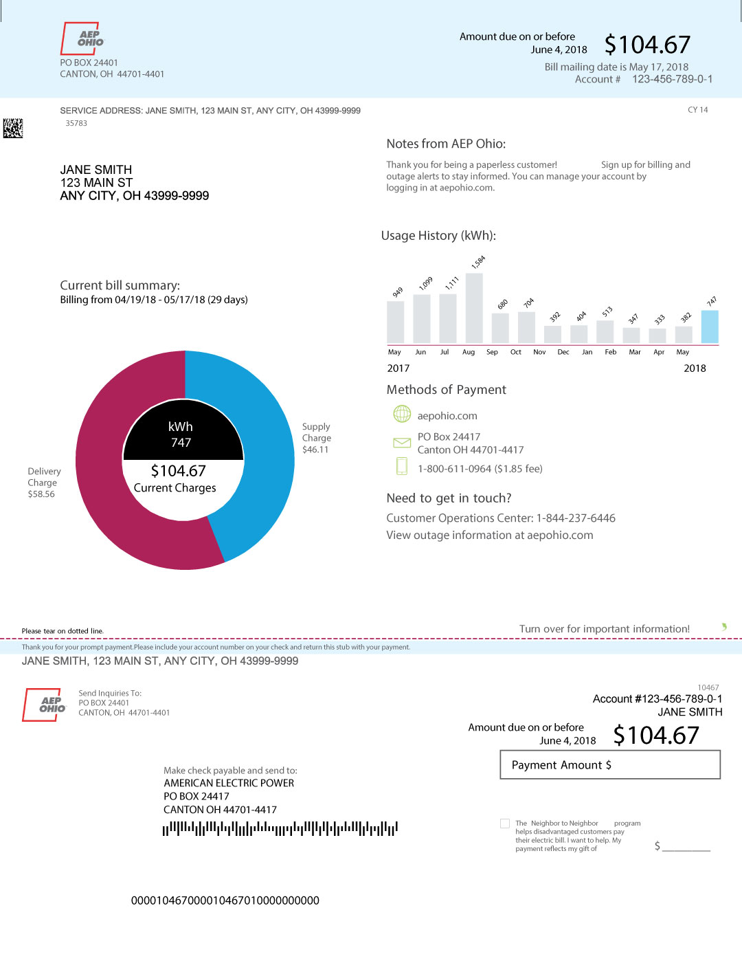 AEP Sample Bill Page 1