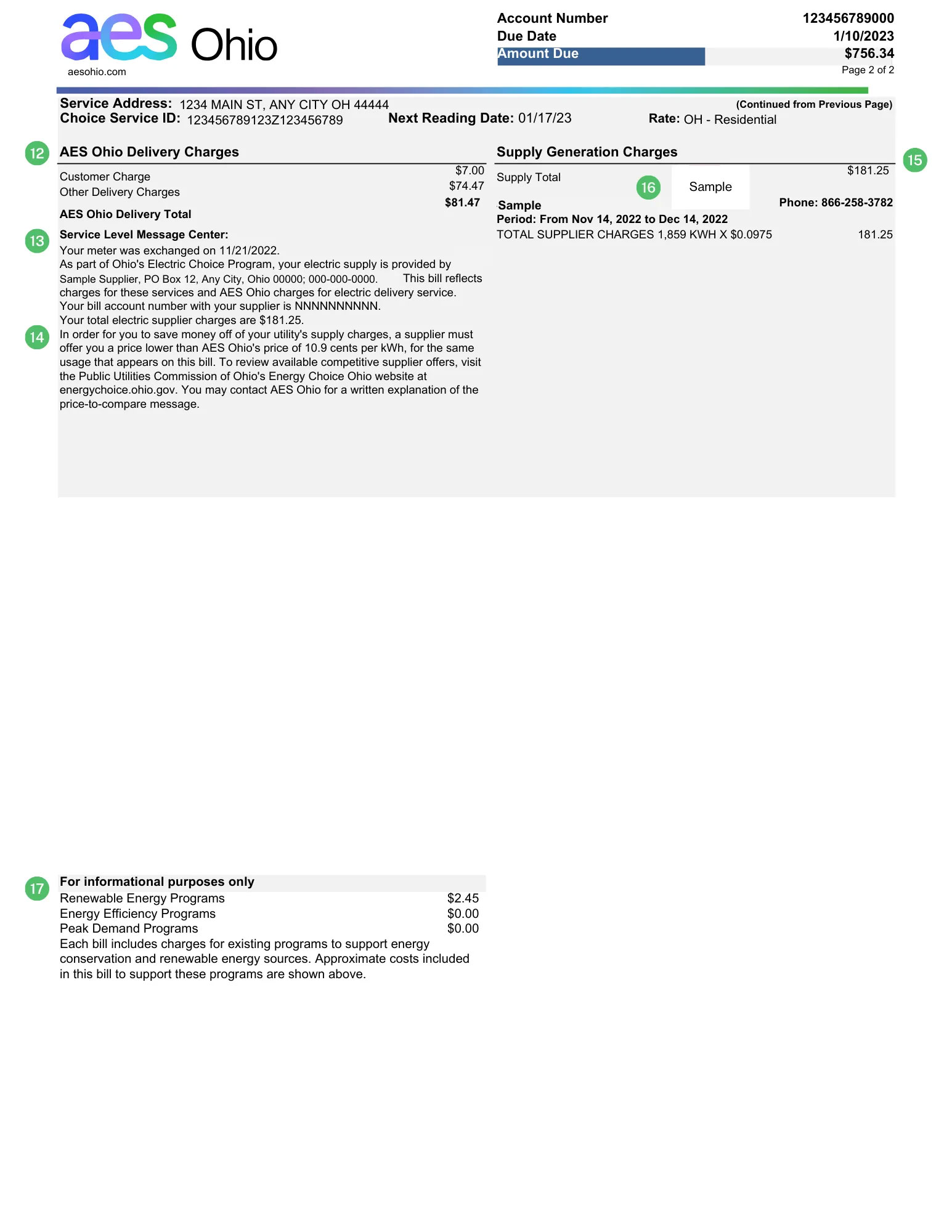 AES Sample Bill Page 2
