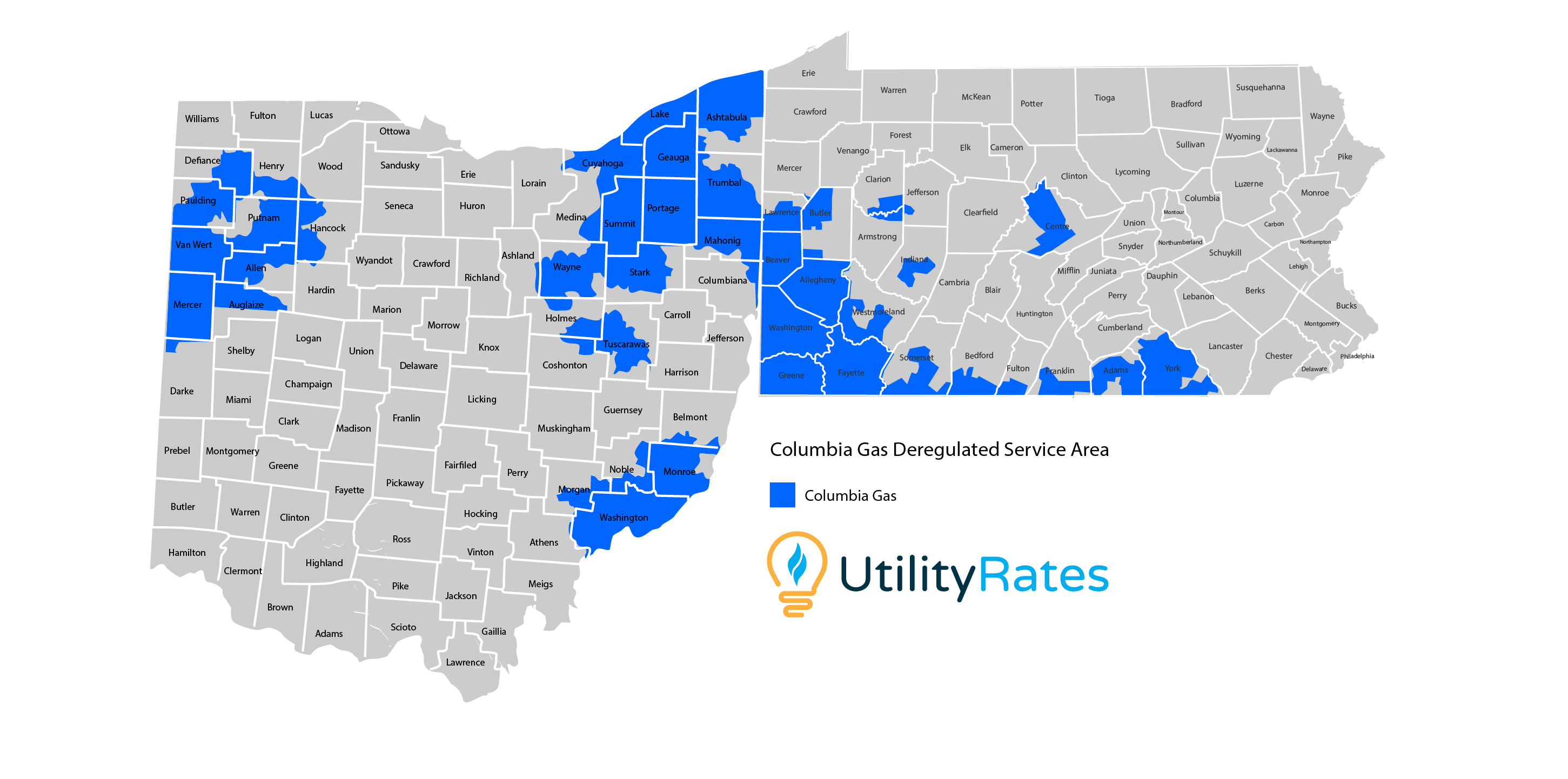 Columbia Gas service area map