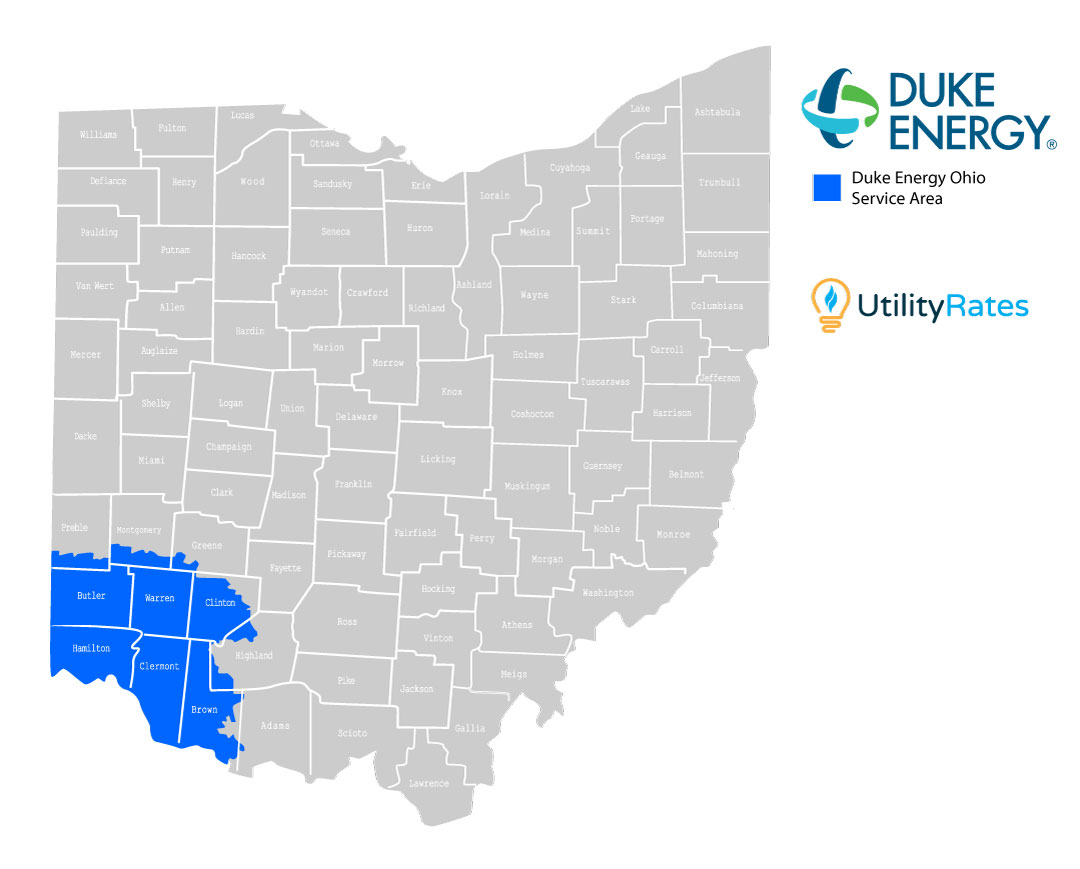 Duke Energy Ohio service area map